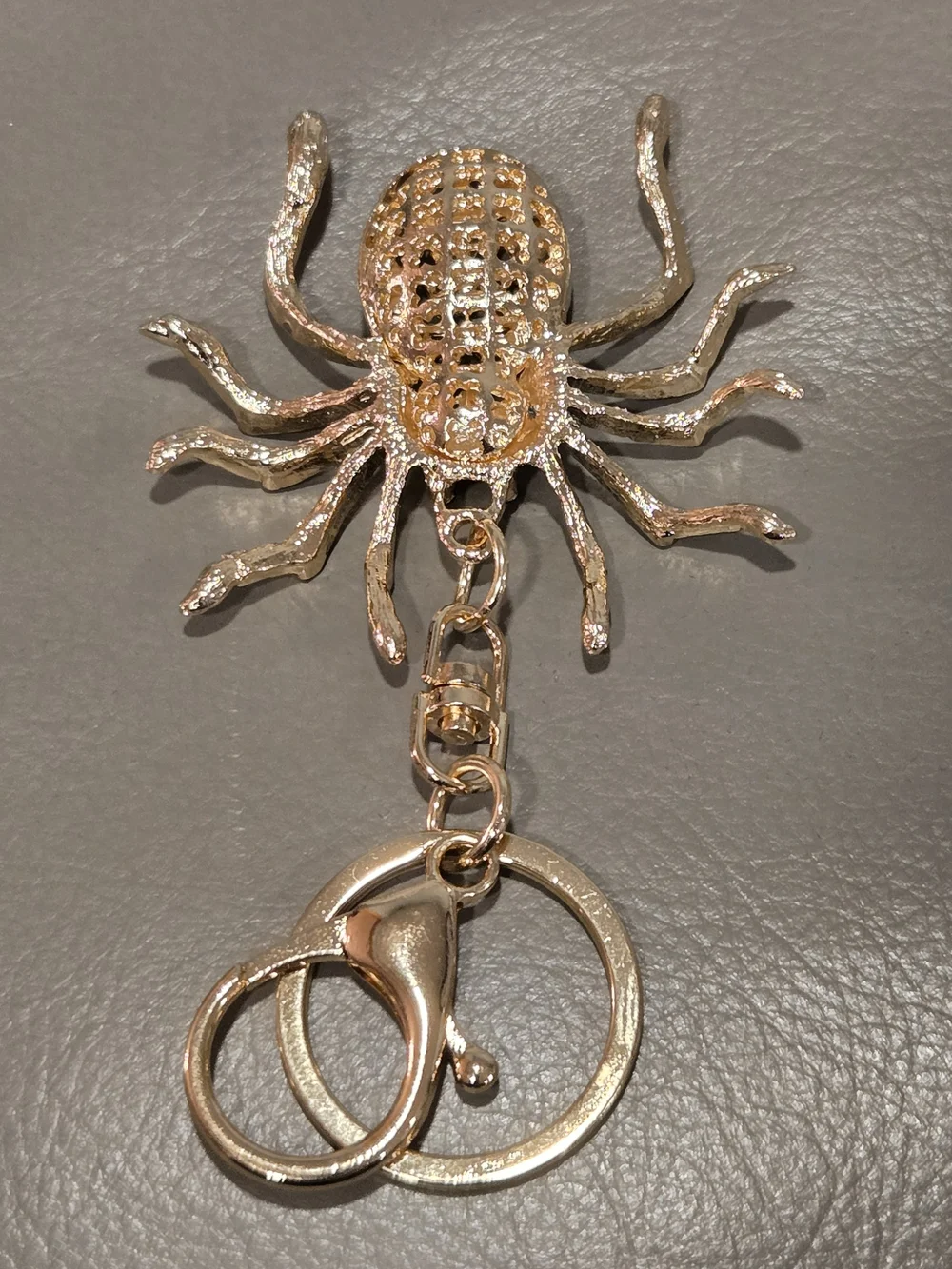 Gold Crystal Spider Bag Charm/Keychain